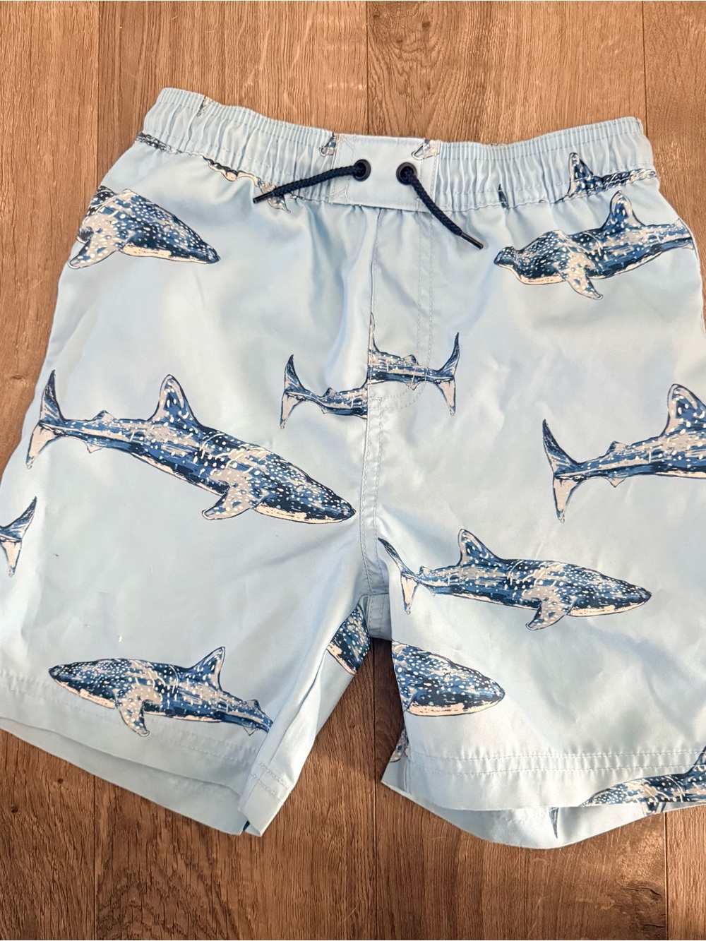 Tea Collection Whale Shark Print Light Blue Swim Trunks